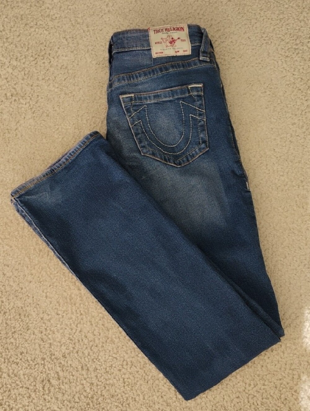 True Religion Becca Mid Rise Bootcut Distressed Jeans Inseam 33.5" Waist Size 30